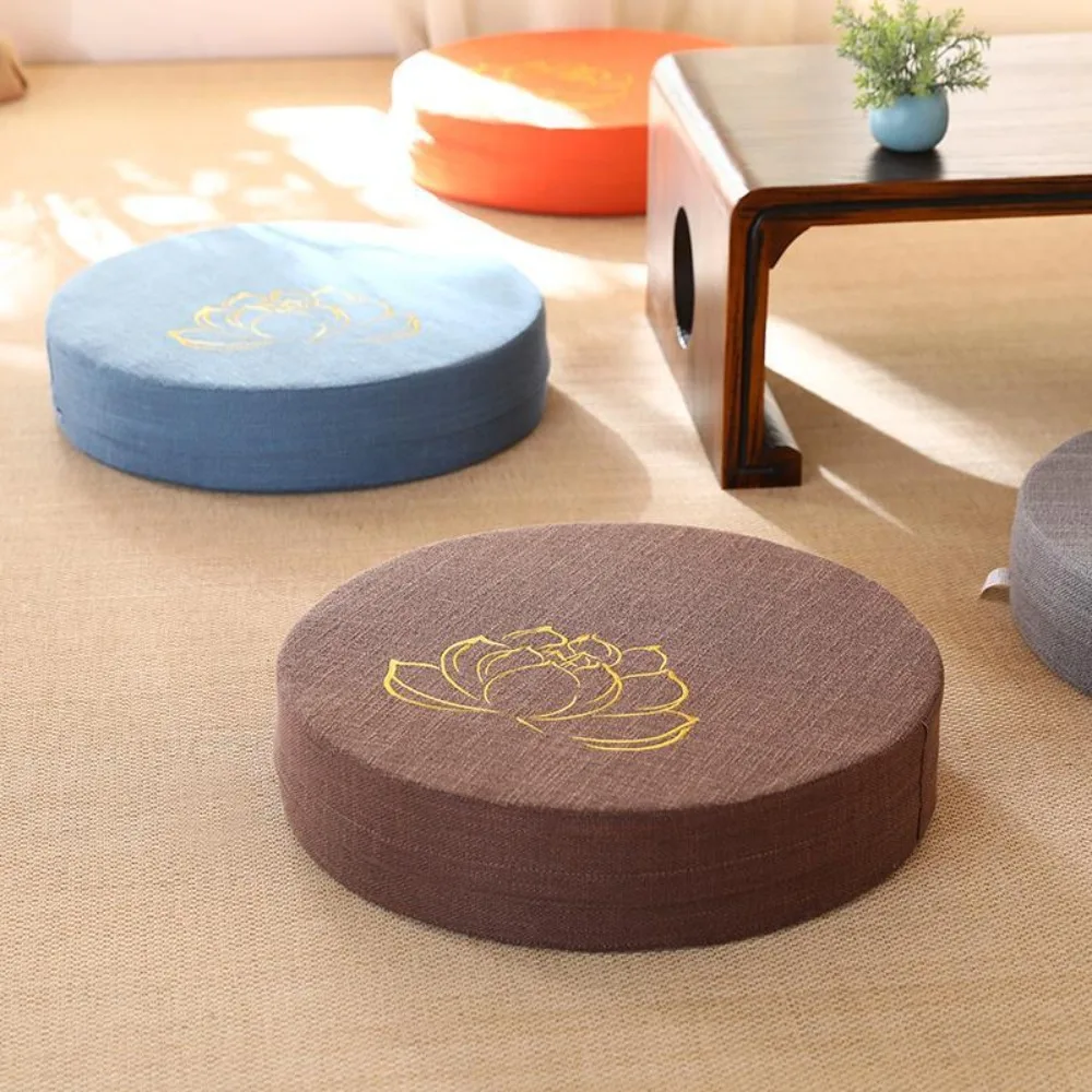 

Practical Japanese-style Yoga Meditation Cushion Embroidered Lotus Removable Tatami Mat Round Washable Backrest Pillow Tea Room