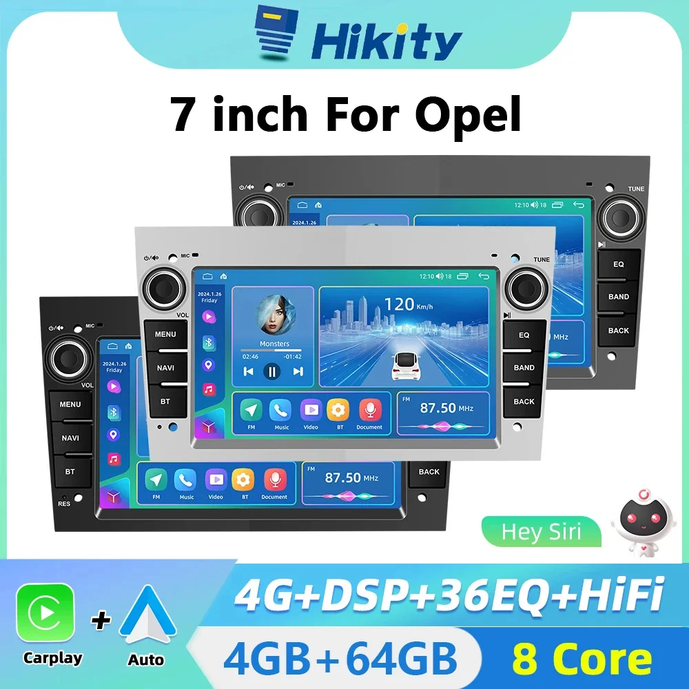 Hikity 7'' Android Car Radio For Opel Astra Antara Vectra Corsa Zafira Meriva Vivara Vivaro Multimedia Player Carplay Autoradio