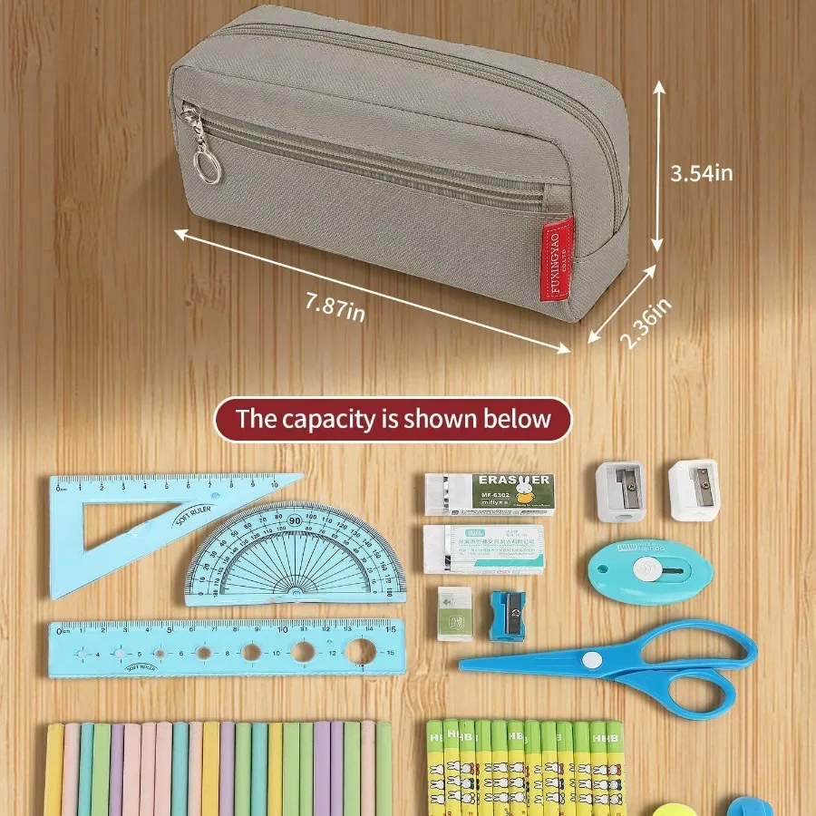 FUXINGYAO Big Capacity Pencil Pen Case for Office and Home Use: Large Storage Simple Stationery Bag Pouch Holder Box Organizer