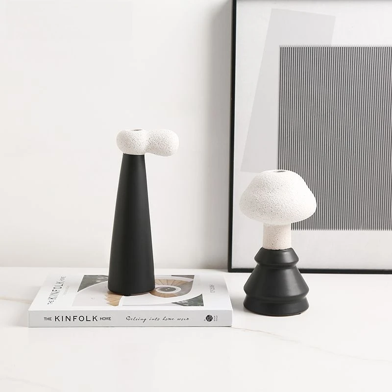 

Nordic minimalist coarse sand ceramic creative mushroom cloud vase, dining table home decoration