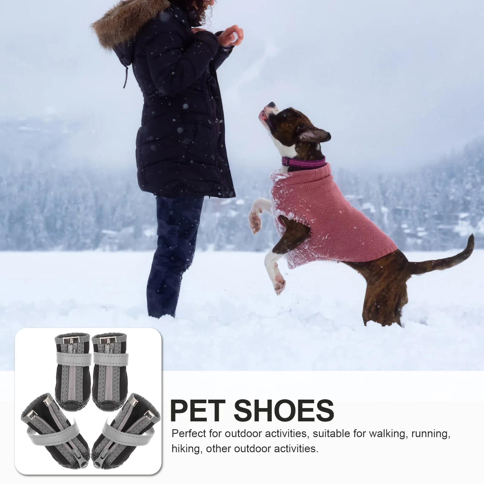 

4 Pcs Dogs Boots Booties for Winter Pet Shoes Short Waterproof Puppy Fabric Small
