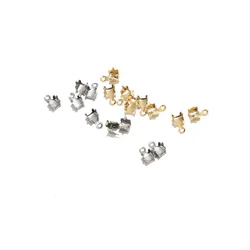 100pcs Stainless Steel Clip Buckle Cord End Tip Clasp Crimp Bead Connector Gold Cup Chain Crimp Connectors For Jewelry Making