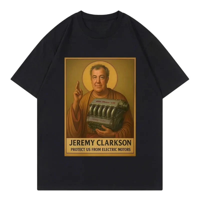 

Jeremy Clarkson Protect Us From Electric Motors T-Shirt Top Gear Funny Meme Graphic T-Shirt Womens Casual Fashion Clothing