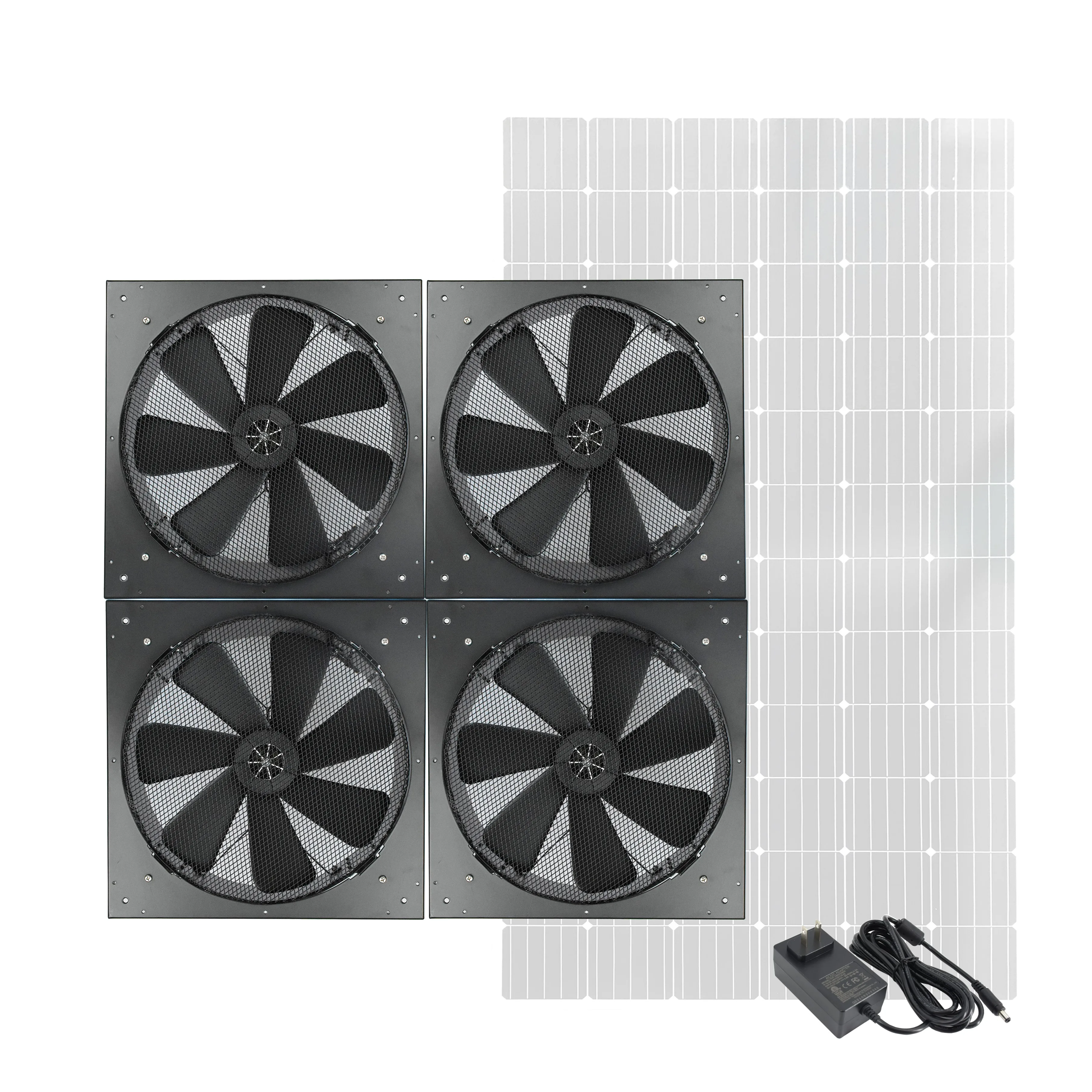 4 In 1 DC Wall Exhaust Fan 380W Solar Panel Adapter Dual Power Axial Flow Type Fresh Air Ventilation System Fan