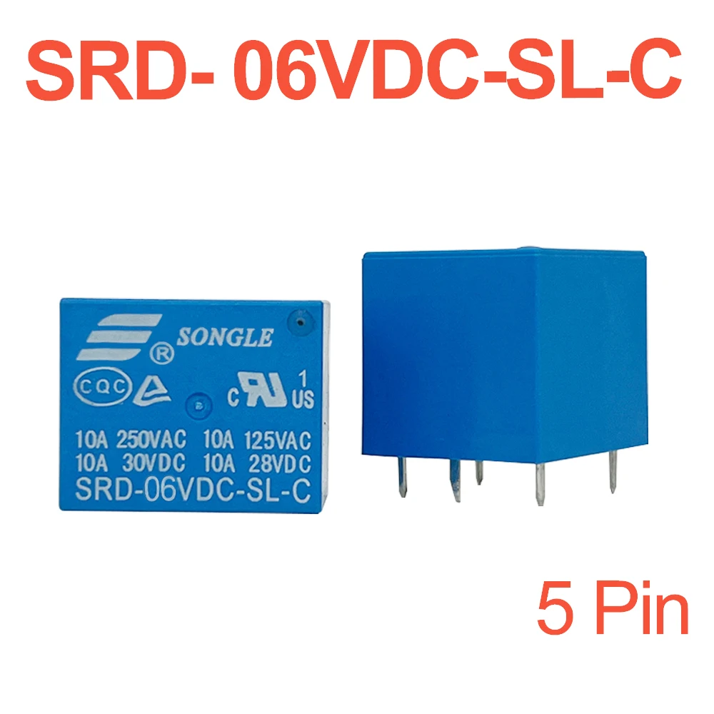 Power Relays SRD-03VDC 05VDC 06VDC 09VDC 12VDC 18VDC 24VDC 48VDC-SL-A SL-C T73 7A 10A 15A 4-5Pin 5PCS