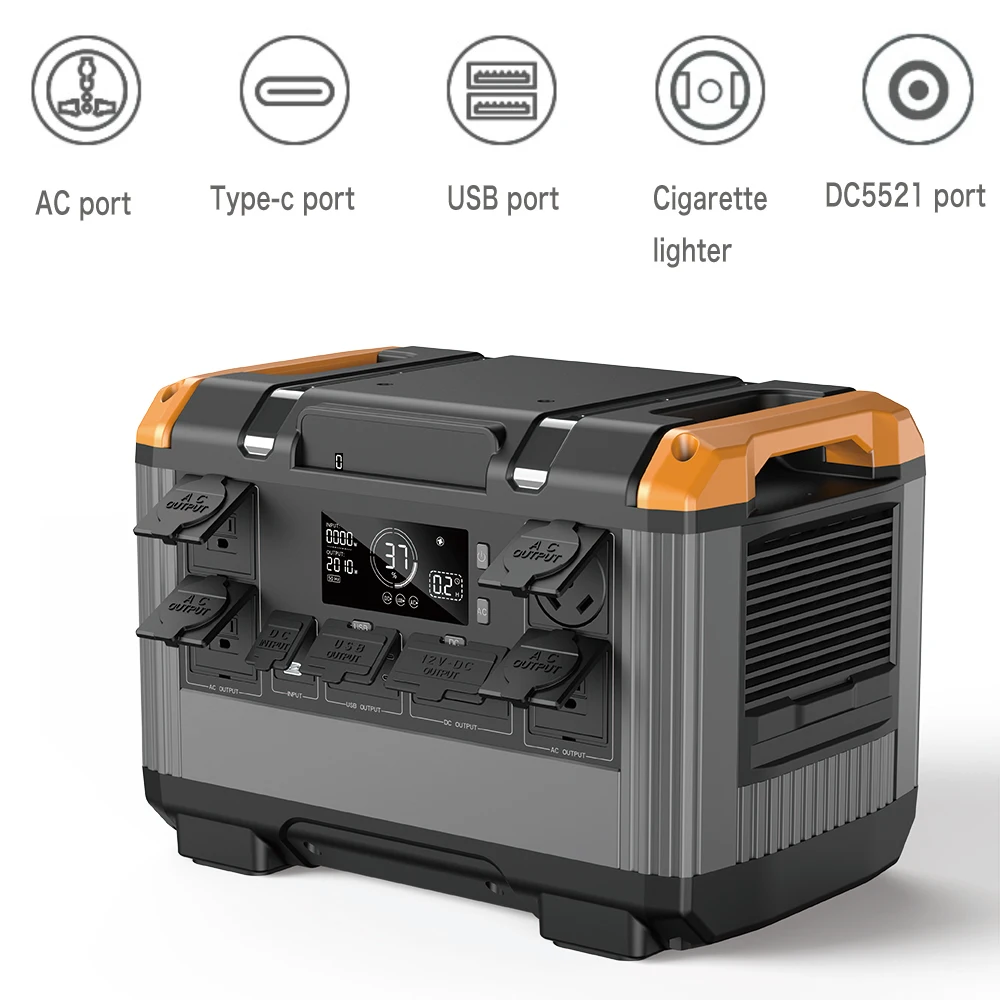 2016Wh Power Station Energy storage system Solar Panel large capacity home and outdoor 220V LifePO4 Battery 2400W Inverter