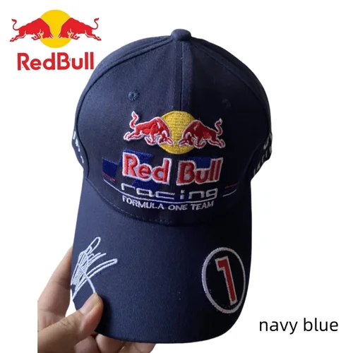2025 Red Bull Racing Hat Moda Neutral Bordado Red Bull Gorra de béisbol Moda al aire libre Red Bull Hat / Color: Negro - azul marino