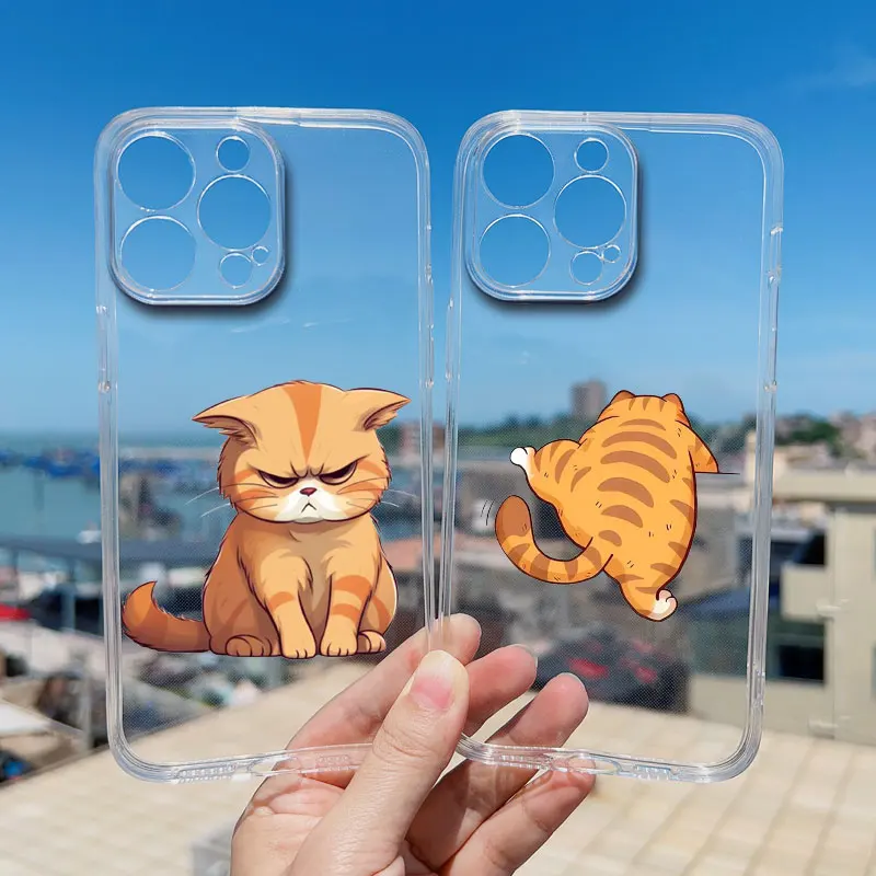 

Чехол для телефона Naughty Kitten Funny Cat Art для iPhone 11 12 13 Mini Pro Max 15 14 Pro Max Plus XR XS X 7 8 Plus SE с прозрачной задней крышкой