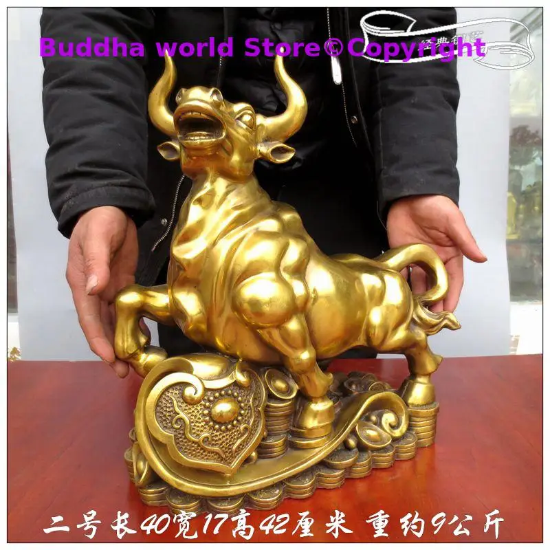 large Home finance company Bronze sculpture ART bring wealth money Stock market bull Career Success GOOD luck bull statue