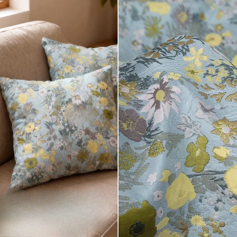 

Relief Jacquard Yarn Dyed Brocade Fabric for Retro Flower Pillow Clothing Designer Fabrics By Meter Diy Sewing Material Cloth