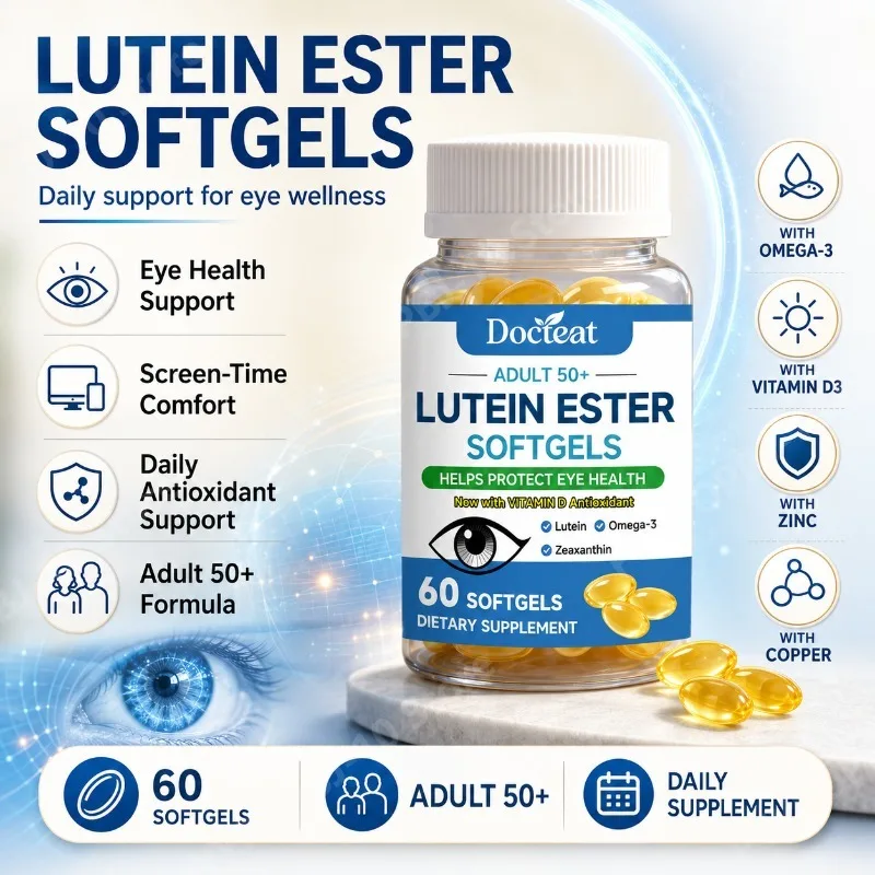 

Docteat Lutein Ester Softgels for Adults 50+ with Zeaxanthin Omega 3 Vitamin D3 Supports Visual Wellness 60 Softgels