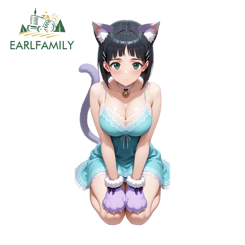 

EARLFAMILY пушистые наклейки для автомобиля с изображением кота, яркие привлекательные наклейки для скутера, окклюзия, царапины, водостойкая солнцезащитная фляга для хранения, хост