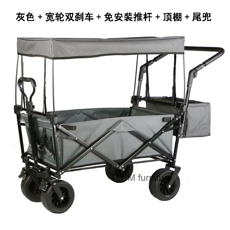 Outdoor Trolley Portable Collapsible Booth Picnic Cart Camping Hand Cargo Grocery Store Fishing Shopping Trailer with Canopy New