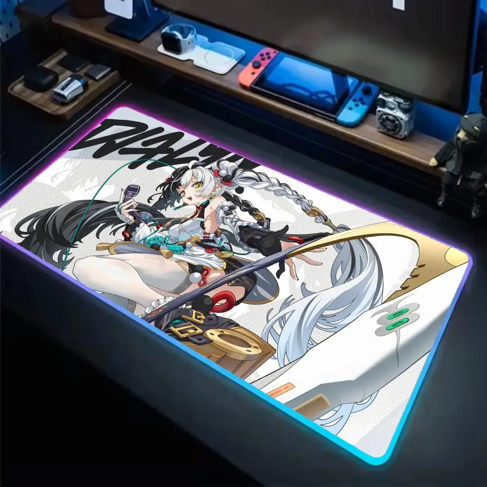 

Zenless Zone Zero Dialyn Mouse Pad Anime Gaming Mouse Pad LED Table Pads Backlit Rubber Desktop XXL RGB Desk Mats