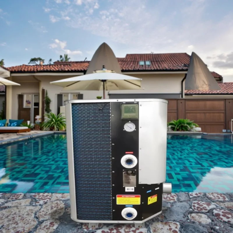 Electric solar heat pump pool heater, freestanding pool 400,000 BTU intelligent remote control, British energy saving A + grade