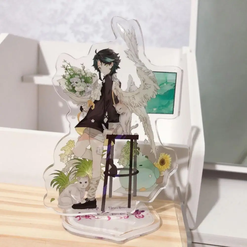 Genshin-alas de Ángel Xiao Venti de 8cm, tarjeta de pie en forma humana, adorno de escritorio, periféricos de juego, regalos de cumpleaños y vacaciones