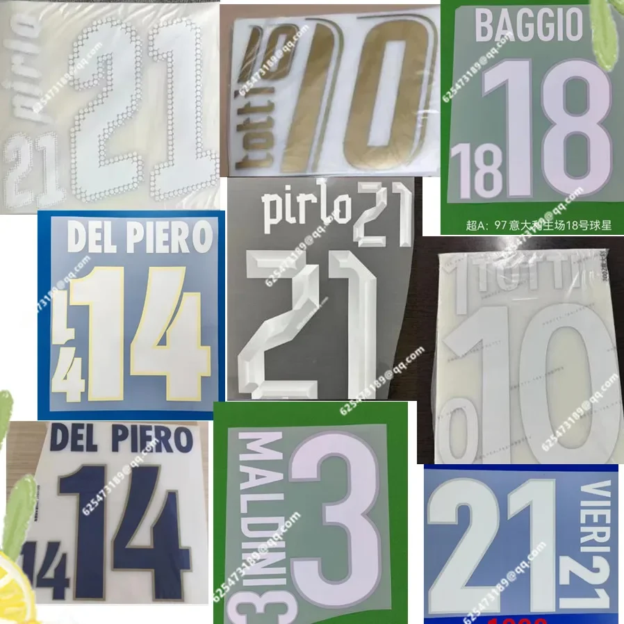 Super A 1996 1997 2008 2012 customized itA Ly pirlo number font print, Hot stamping patches