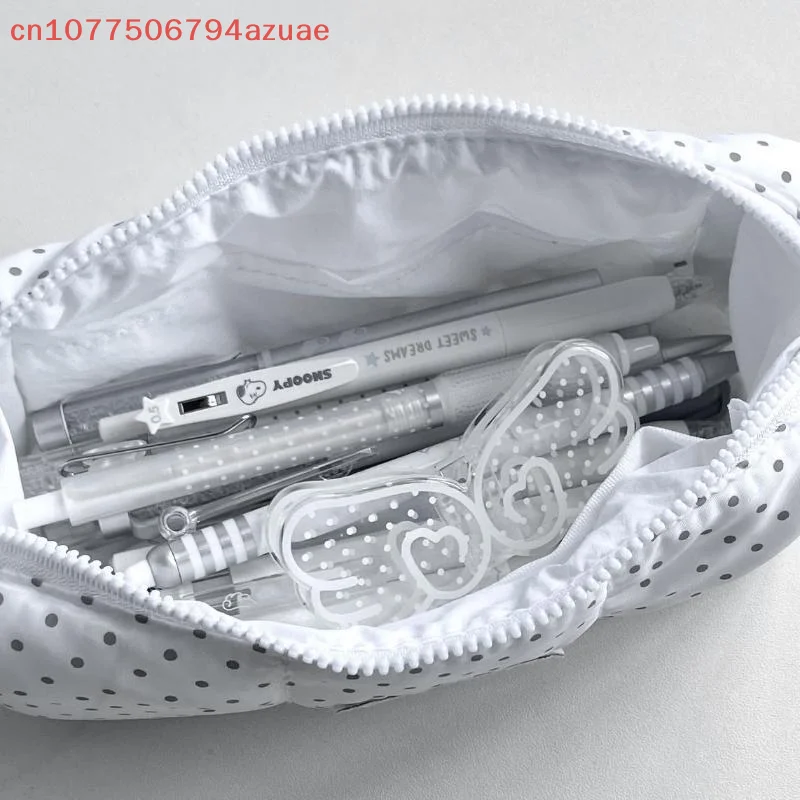 Polka Dot Design Pencil Case Large-capacity Soft Touch Pen Bag Stationery Pouch StudentsUniversal Box