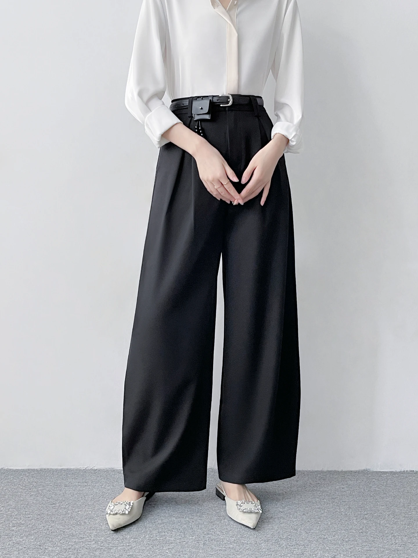 

Bla High Waist Wide Leg Suit Pants for Women Commute Casual Drapey Sle Spring Autumn New Loose Fit Korean Faion