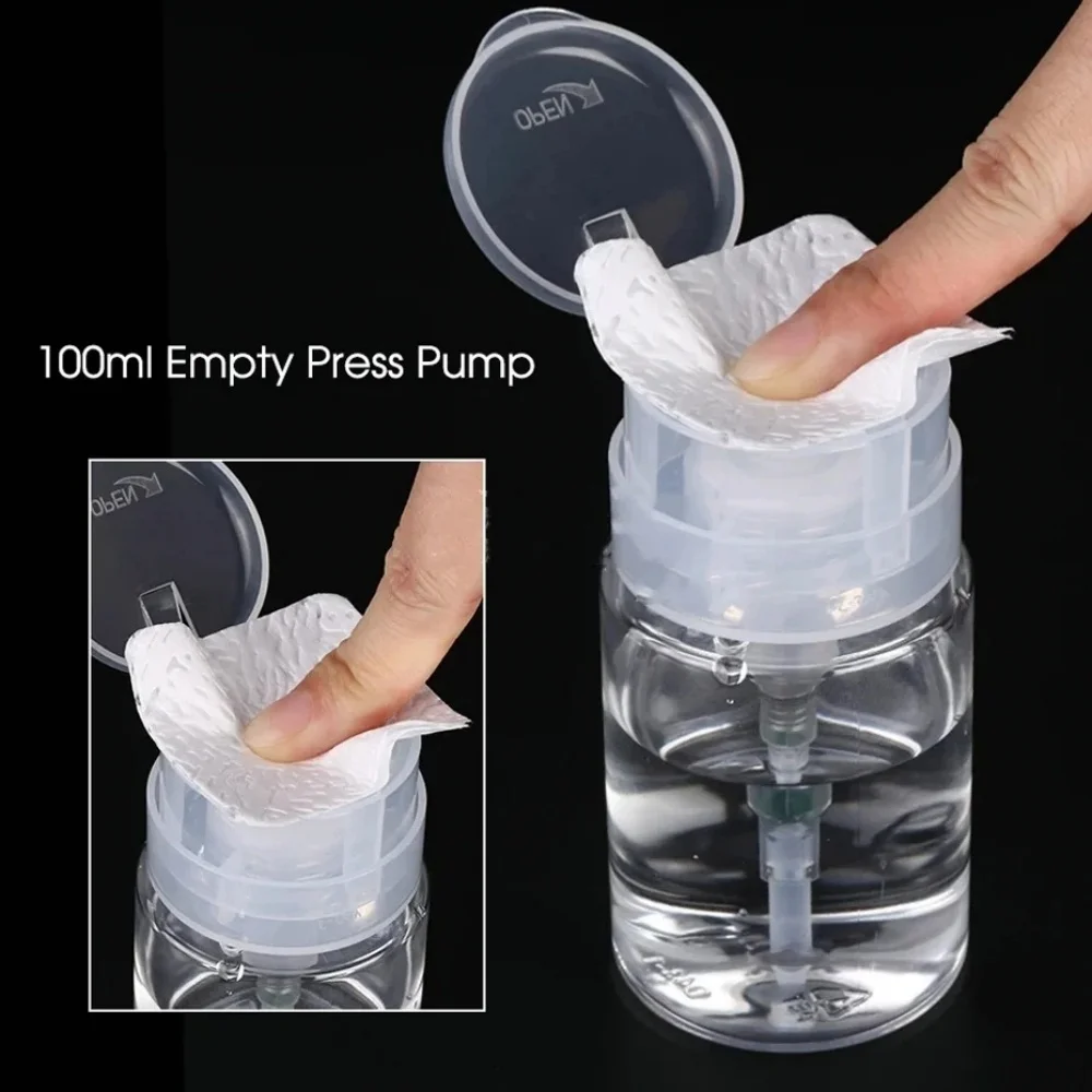 100/200ml Nail Storage Refillable Bottles Nail Art Polish Remover Cleaner Empty Liquid Press Pump Dispenser Makeup Manicure Tool