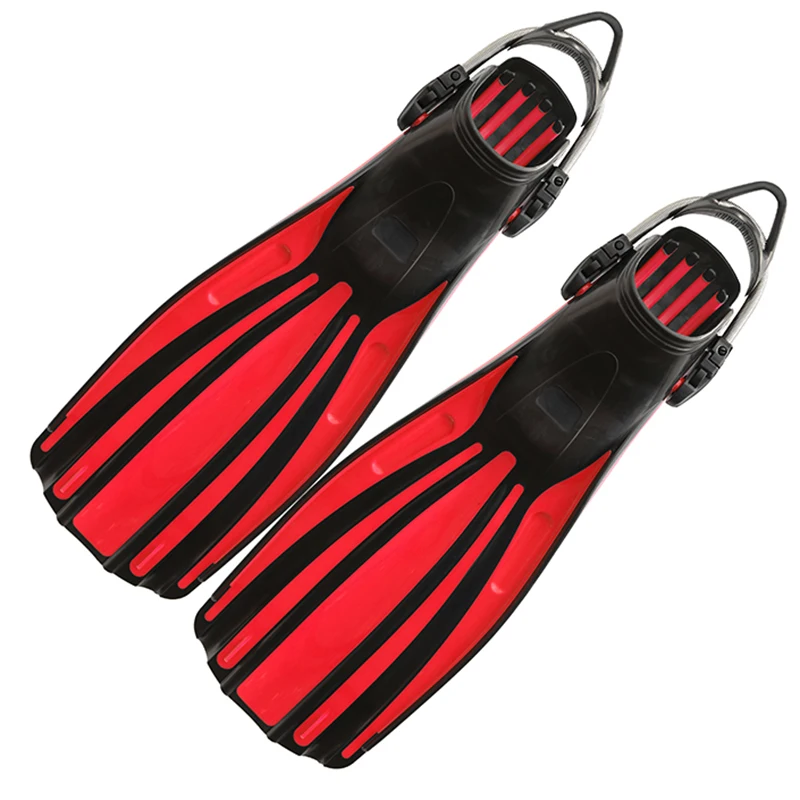 Scuba Diving Fins With Open Heel, Adjustable Buckles, Snorkeling, Swimming GO Sport   Red