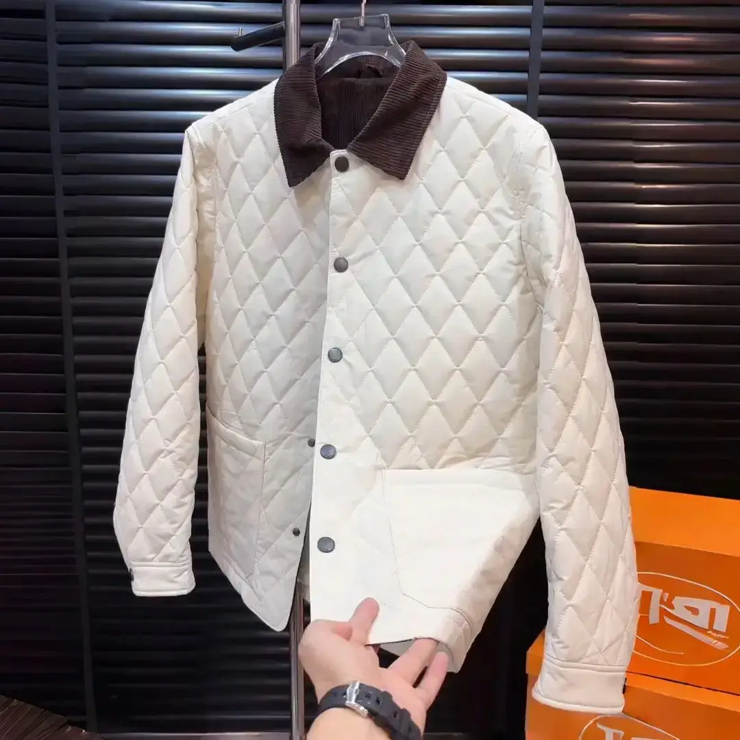 

Мужская модная куртка из хлопка с ромбовидным узором, осенне-зимняя, теплая, повседневная, легкая, для бизнеса и отдыха
