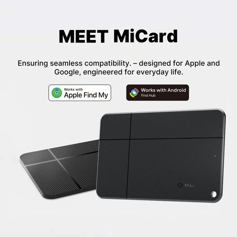 MiLi Slim - Wallet Finder, Bluetooth Tracker and Item Locator for Luggage Tags, Both IOS and Android Compatible, Micard Pro Duo