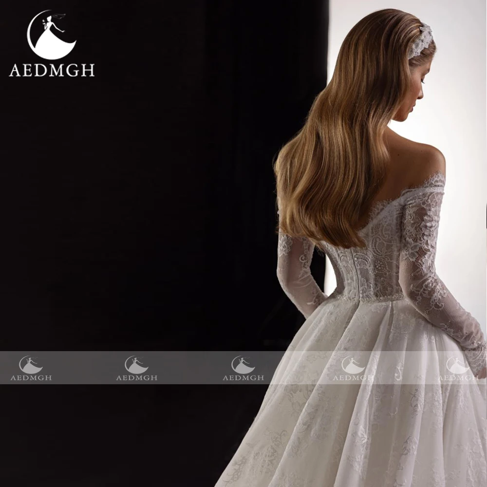 Aedmgh A-Line Abiti da sposa delicati Sweetheart con spalle scoperte Vestido De Novia Abito da sposa su misura con ricamo in pizzo
