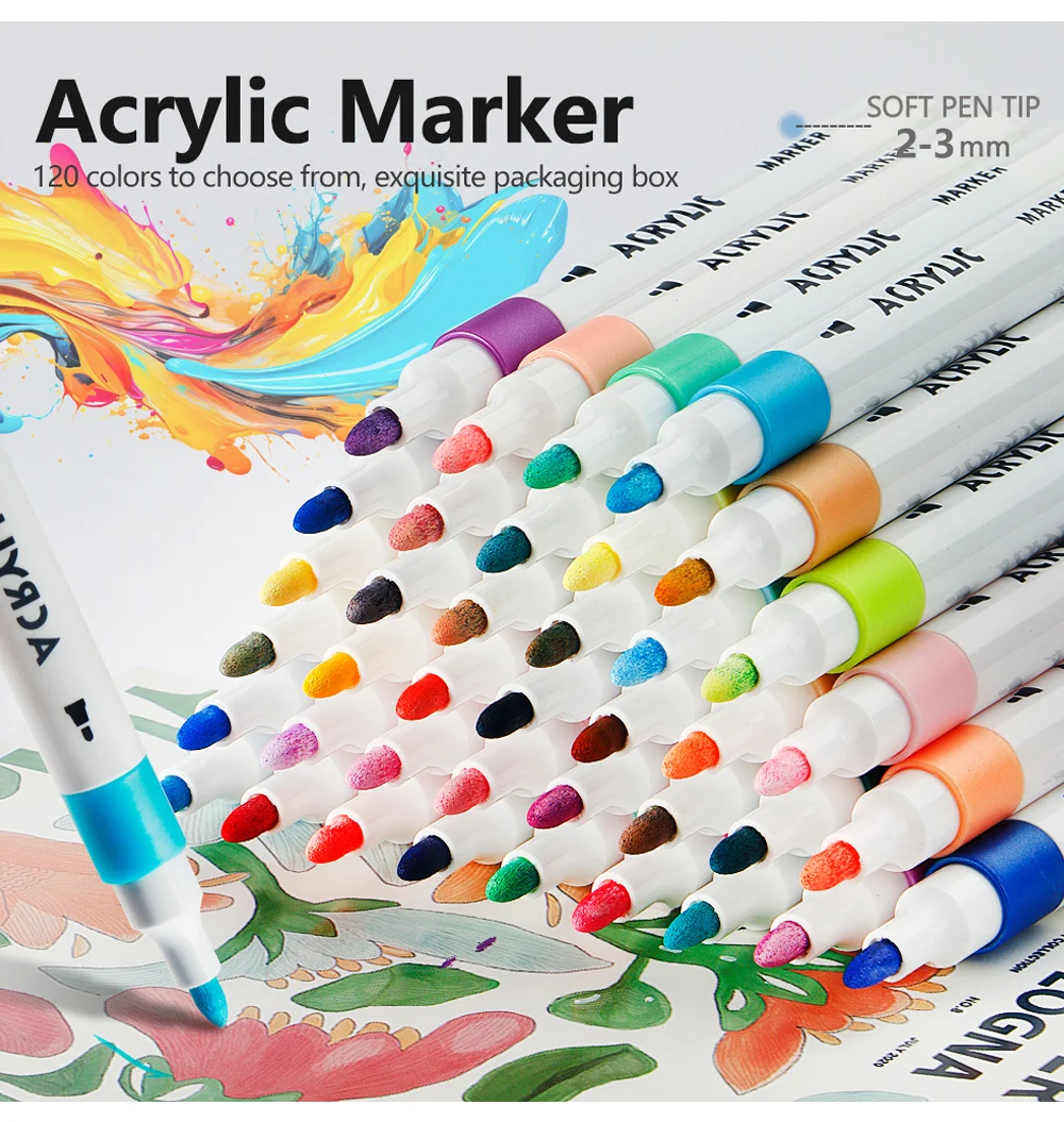 Kunstmarker mit 12–120 Farben, Hartspitze, Acrylmarker zum Malen, Zeichnen, DIY, CD-Becher für Studenten, Anfänger, Kunst, Schulbedarf – Detail 1