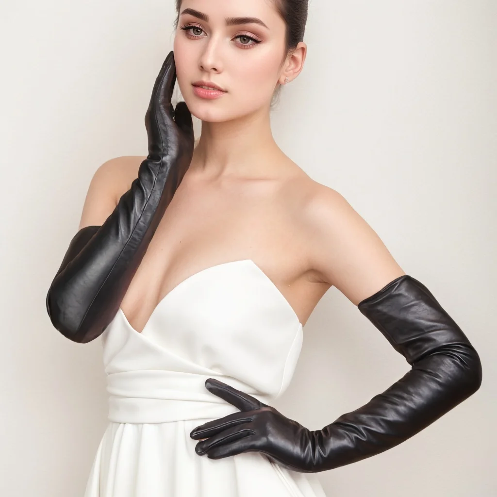 

Women Wedding Opera Long lambskin Leather Gloves Party Evening Long Gloves