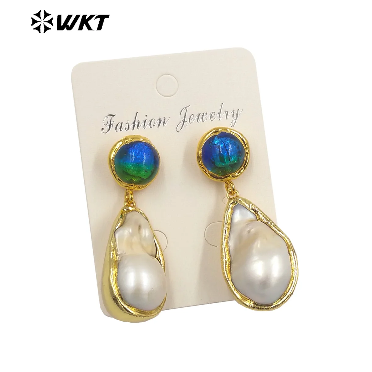 WT-MPE097  WKT 2025 Fashion Style Baroque Pearl&Colour Glaze Earrings Women Beautiful Gift Party Jewelry Accessory