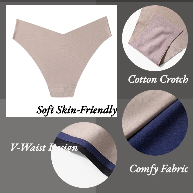 4PCS/Set Ice Silk Female Sexy Panties Seamless Women's Underwear Skin-Friendly Lingerie for Women Ladies Simple Briefs 2023 New