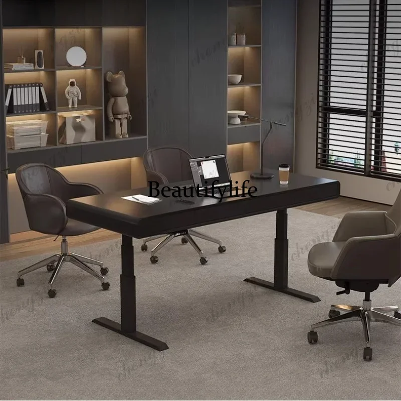 Luxury Minimalism Italian Style Light Room Desks Computer Desk Motion Desk Standing Tables Height Adjustment Table Office TableK