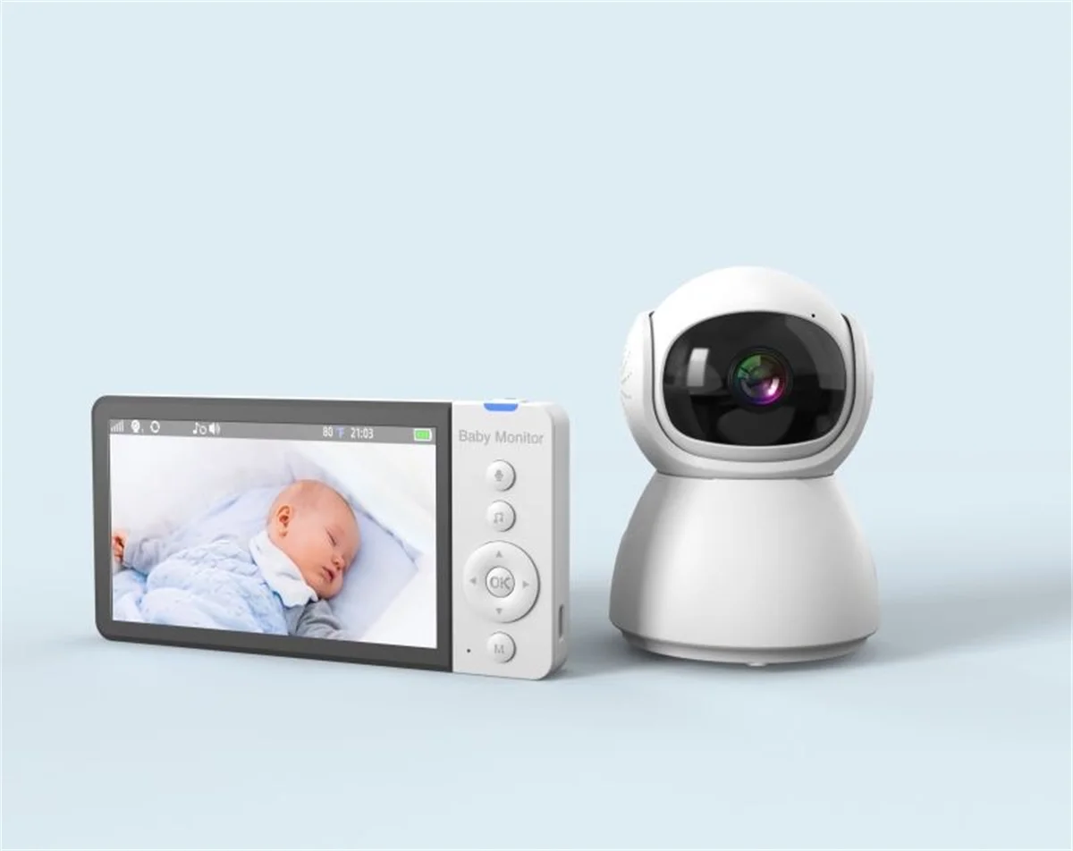 Baby Monitor 5Inch IPS Screen 720p Wireless PTZ Intercom Cry Detection Mom Feeding Plan BabySitter Nanny Camera Take Photo&Video