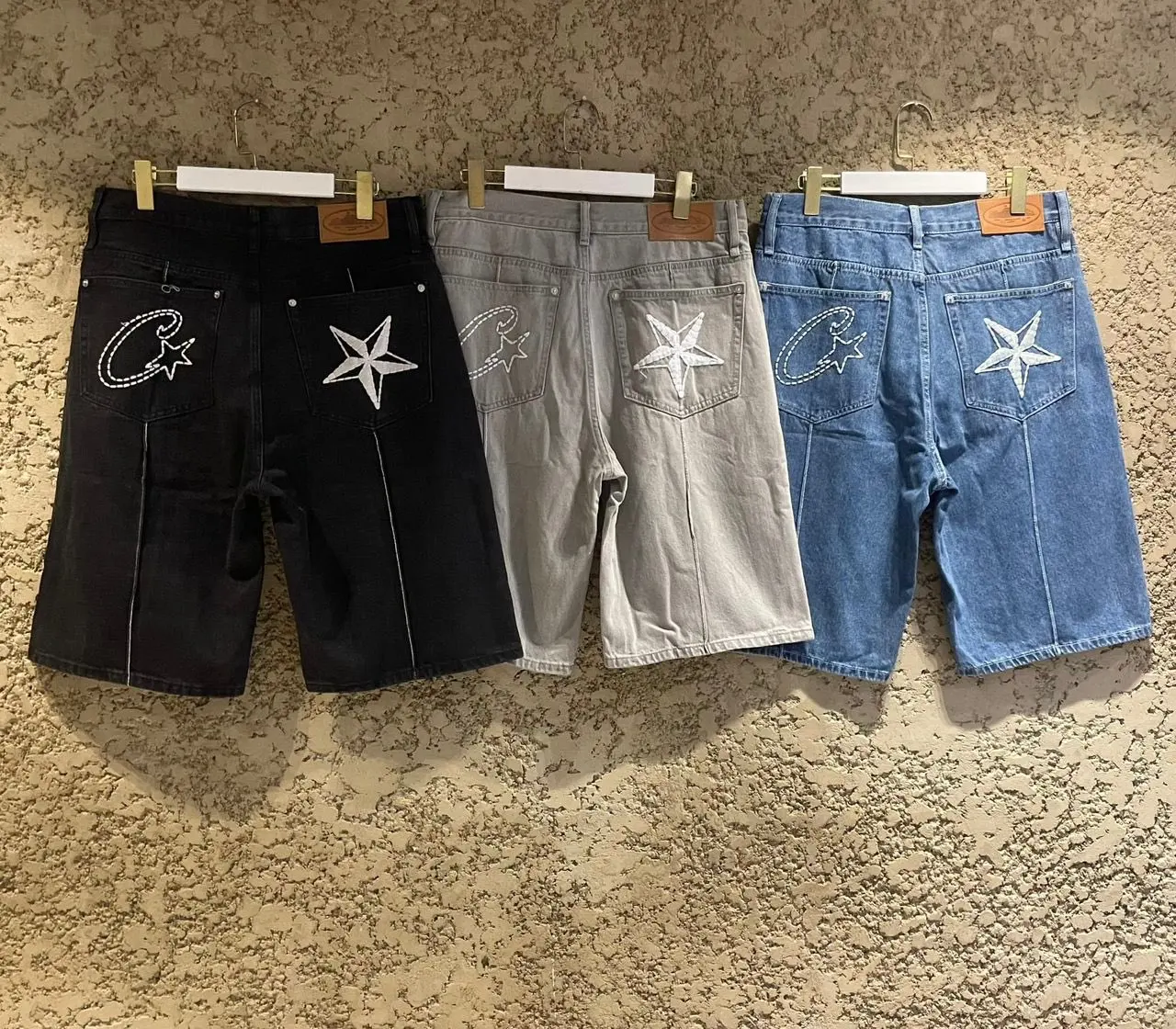 Cortez-Calções Cargo Masculino, Calça Retro Cargo, Bordada Estrela, Hip-Hop, Street Style, Novo, Verão, Quente, Anos 90