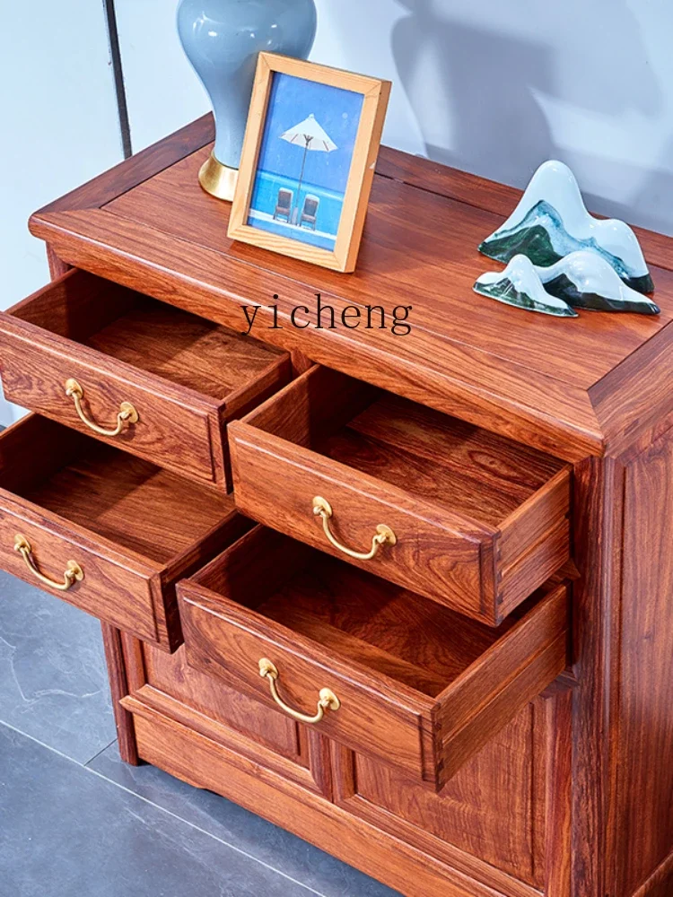 ZK Four-Bucket Cabinet Pterocarpus Erinaceus Poir. Rosewood Storage Cabinet Storage All Solid Wood New Chinese Style