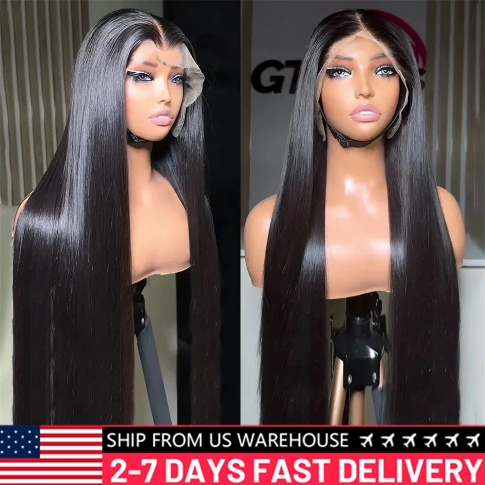 30 38 Inch Straight Lace Front Wigs Human Hair Brazilian Glueless 13x4 13x6 HD Lace Frontal Human Hair Wigs For Women Preplucked