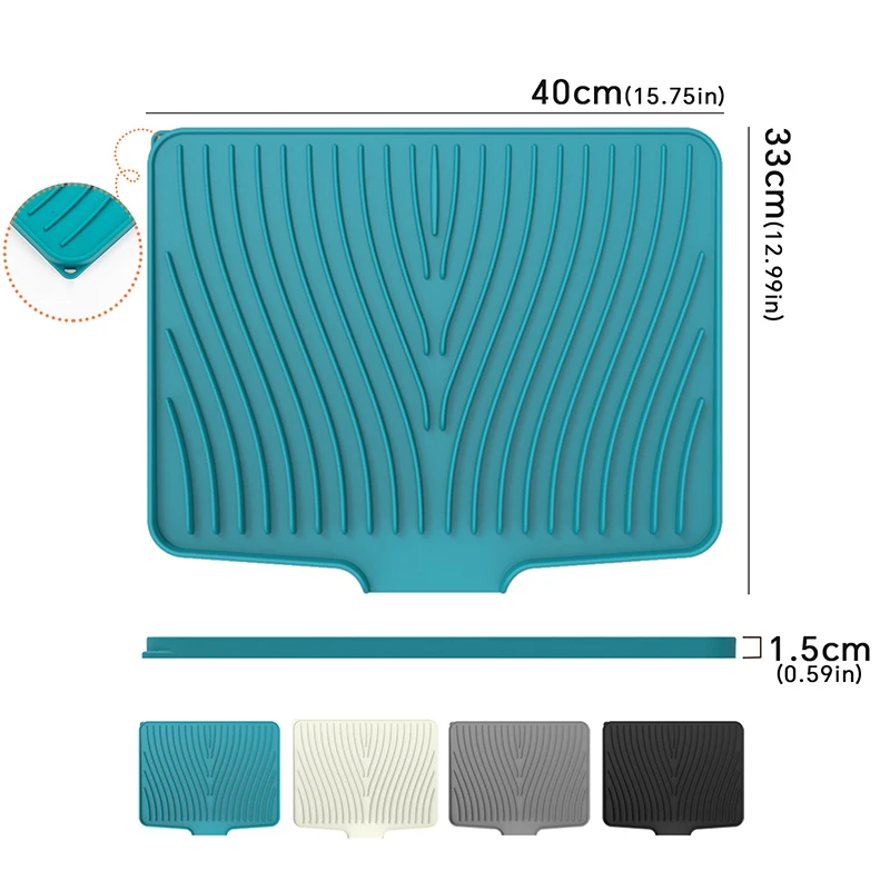 Silicone Dish Drying Mat Drain Pad Kitchen Pans Tableware Coaster Eco-Friendly Drainer Mat For Home Kitchen Tableware