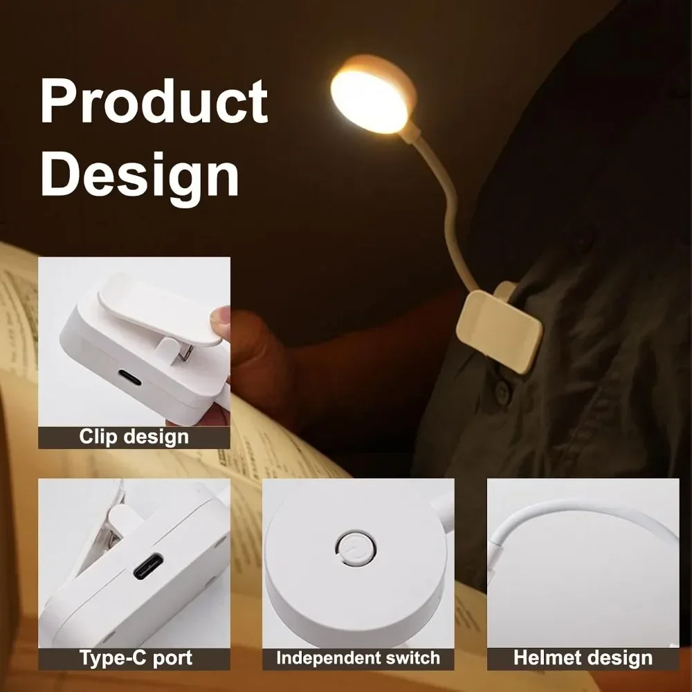 Mini LED 3Modes Folding Table Lamp  Reading Book Night Light Eye Protection Stepless Clip-On Study Reading Lamp for Bedroom Book