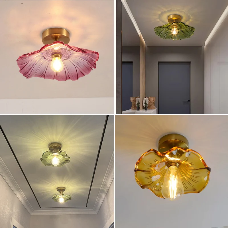 Small Ceiling Light for Bedroom Green LED Ceiling Lamp Aisle Lighting Kitchen Living Room Study Hallway Hanging Light Chandelier