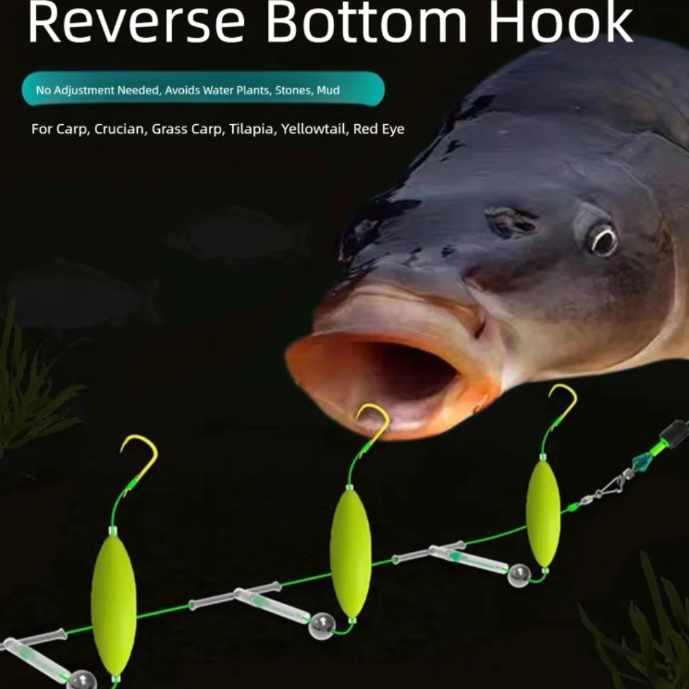 

Three Hook Fishing Hair Rigs Hook Automatic Flipping Anti Bottom Carp Fishing Hook Ready Made Suspension Carp Rigs Fishing Lure