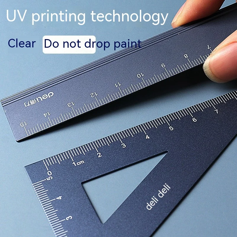 Aluminum Alloy Four-piece Ruler High Value Drawing Set Small Triangle Geometric Protractor Metal Ruler School Office Stationery