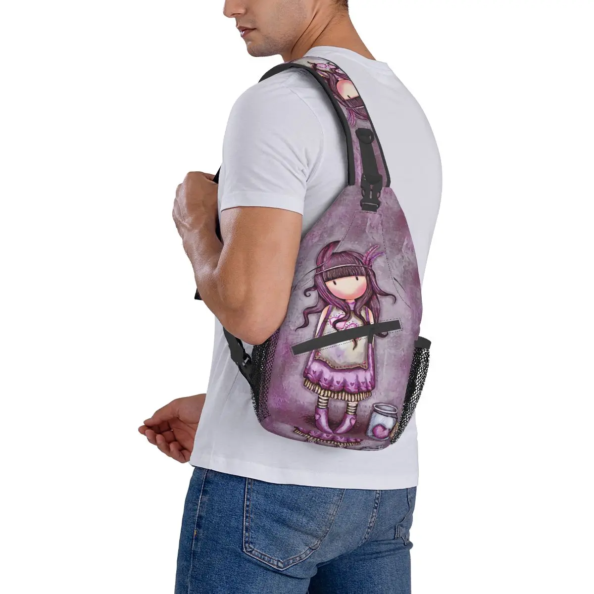 Santoro Gorjuss-mochila cruzada de pecho para muñeca, morral de hombro para senderismo al aire libre, mochila informal de dibujos animados