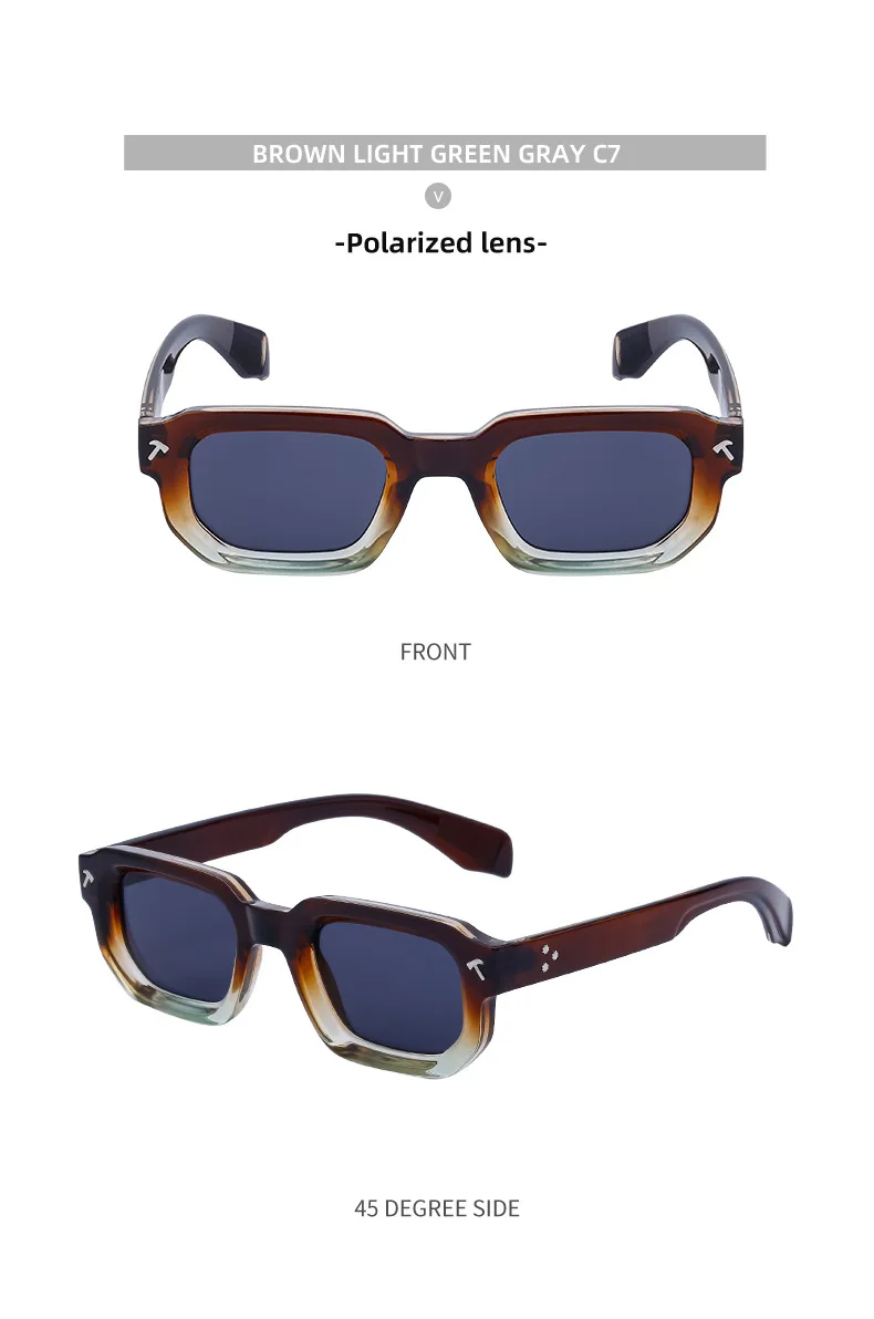 Polarisierte quadratische Sonnenbrille für Herren 2026 – Luxus-Designer-Neuheit, modische rechteckige Sonnenbrille für Damen, Fahrerbrille, Eyewear – Detail 19
