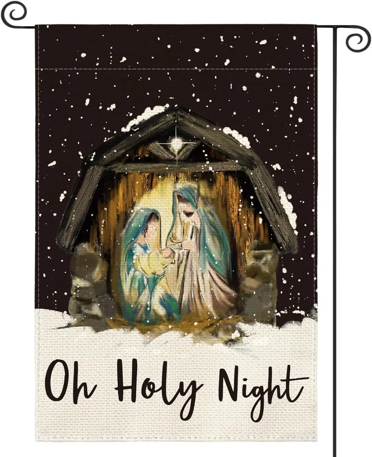 

Oh Christmas Eve Nativity Scene Religious Garden Flag 12x18 inch, Winter Christmas Eve Home Outdoor Courtyard Christian Garden F