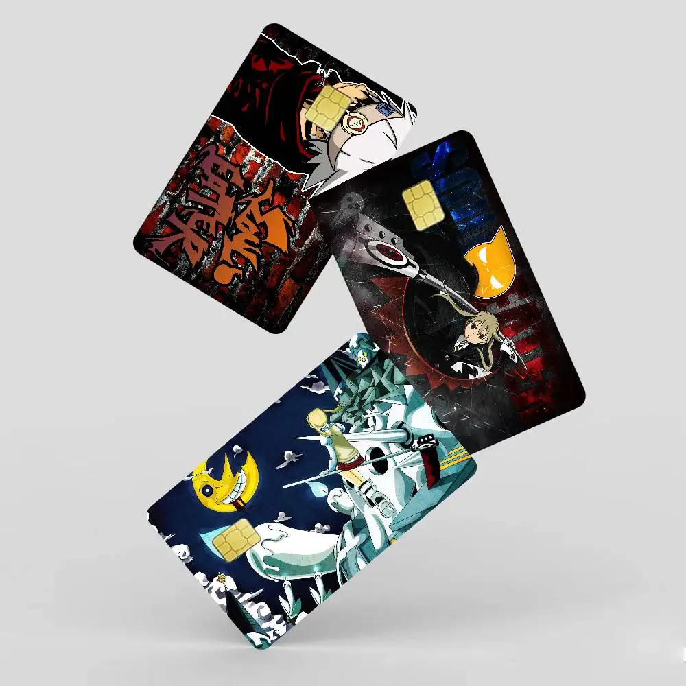 Anime Soul Eater Fashion Matte Gold Silver Black Matte Film Skin Sticker Tape For Bank Credit Debit Card
