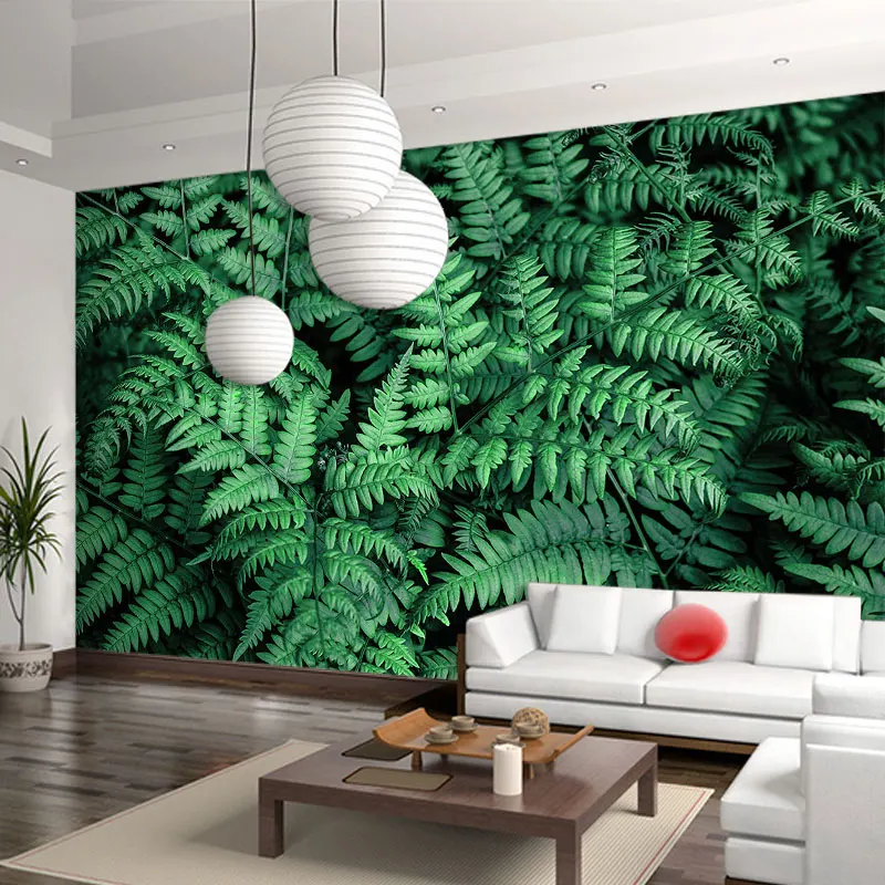 Customize wallpaper any size Nordic fresh Southeast Asian tropical rainforest plant wallpaper banana leaf restaurant wallpaper