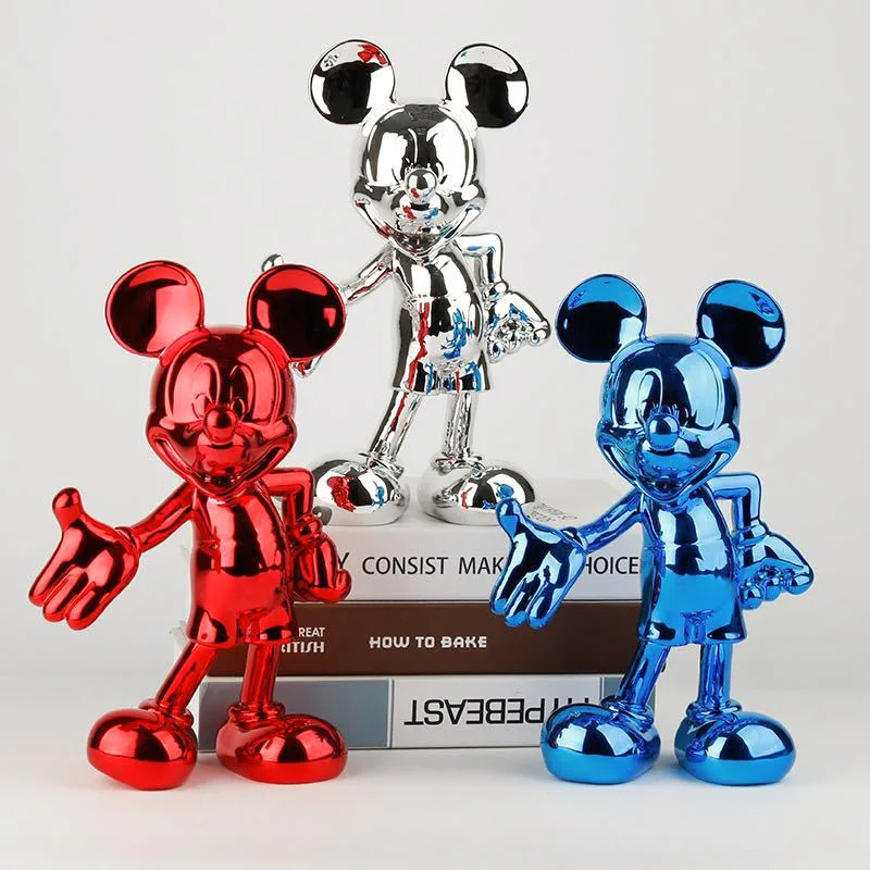 30cm Disney Mickey Minnie Mouse Action Figure Resin Statue Figurine Collection Dolls Fashion Model Toys Living Room Decorations