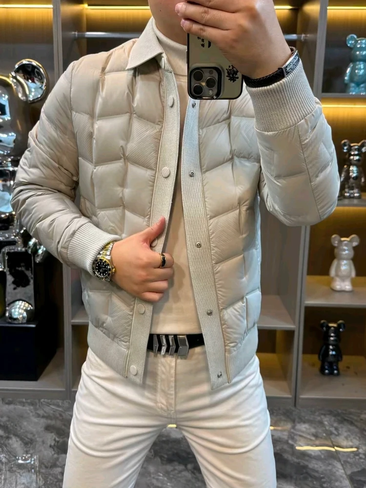 

Мужская пуховая куртка Sli с выразительным воротником, осенне-зимняя новинка, высокое качество, индивидуальный стиль, модный приталенный крой, чистый хлопок.