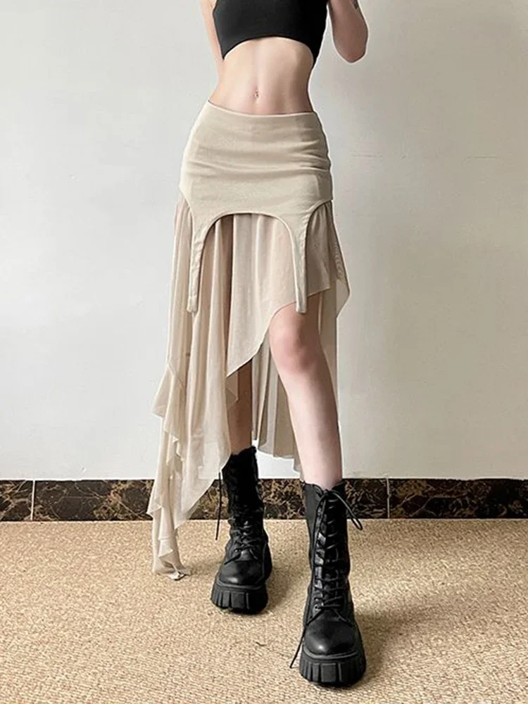 

Sexy Irregular Y2K Skirts Women Vintage American High Waist Slim Slit Long Skirt Casual Lady Streetwear Retro Summer Skirts